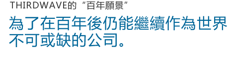THIRDWAVE的“百年願景”為了在百年後仍能繼續作為世界不可缺少的公司。